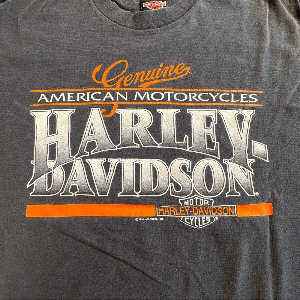 Vintage Single Stitch Holoubek Harley-Davidson American Motorcycle Shirt Men XL